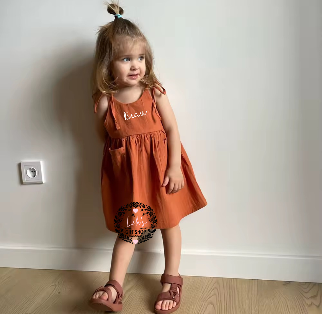 Personalised Neutral coloured strappy dresses