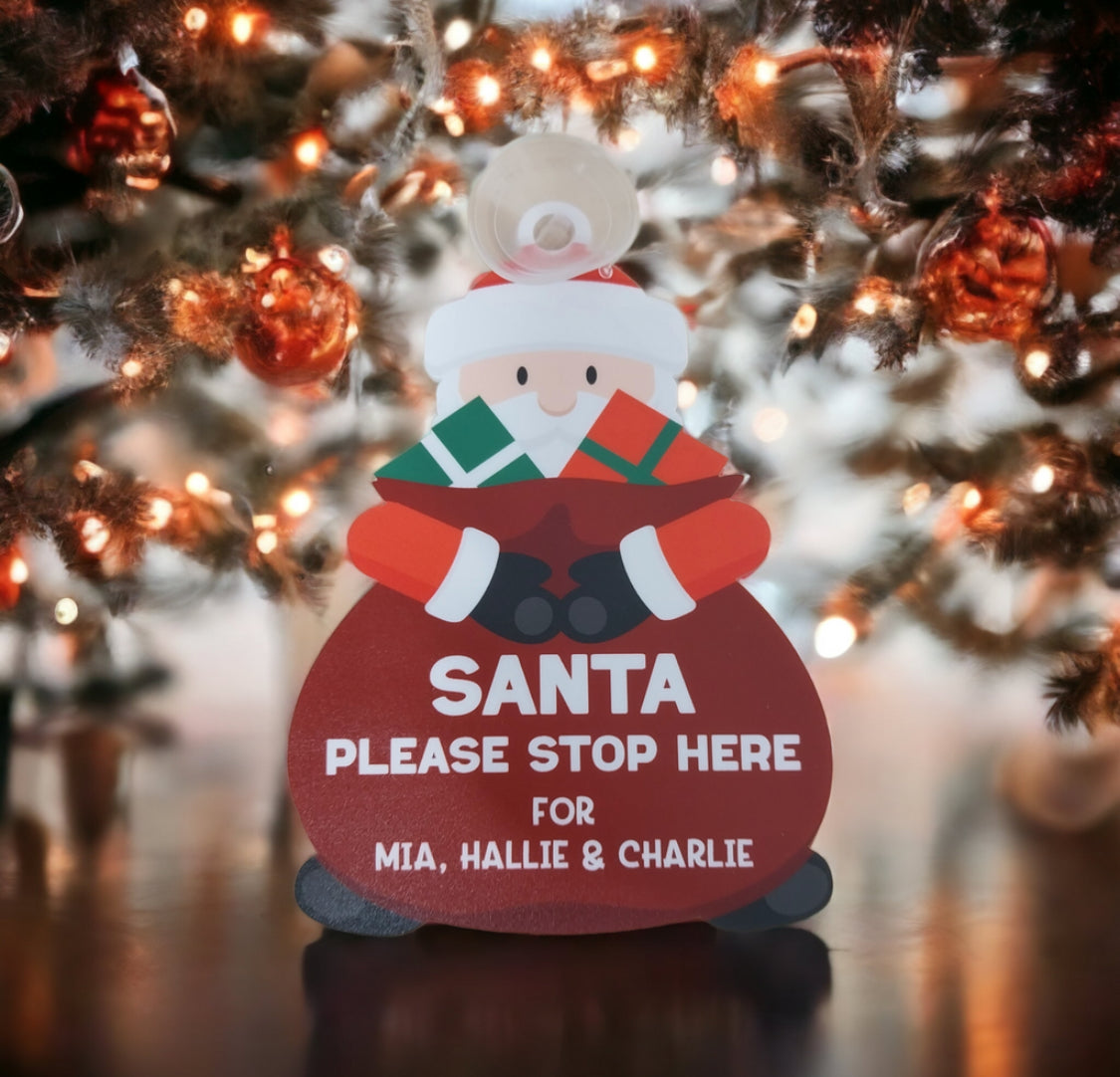 Personalised Santa stop here suction sign