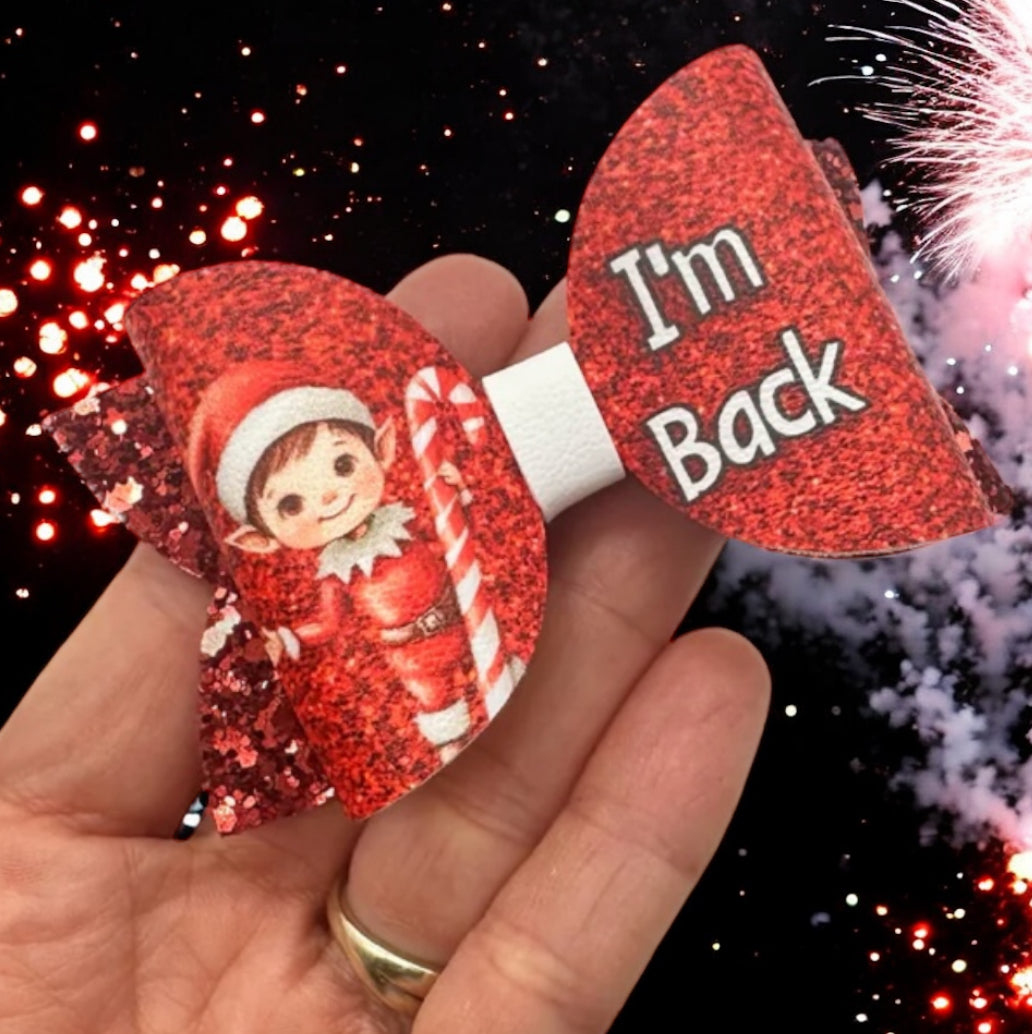 I’m back elf 3.5 leatherette hairbows