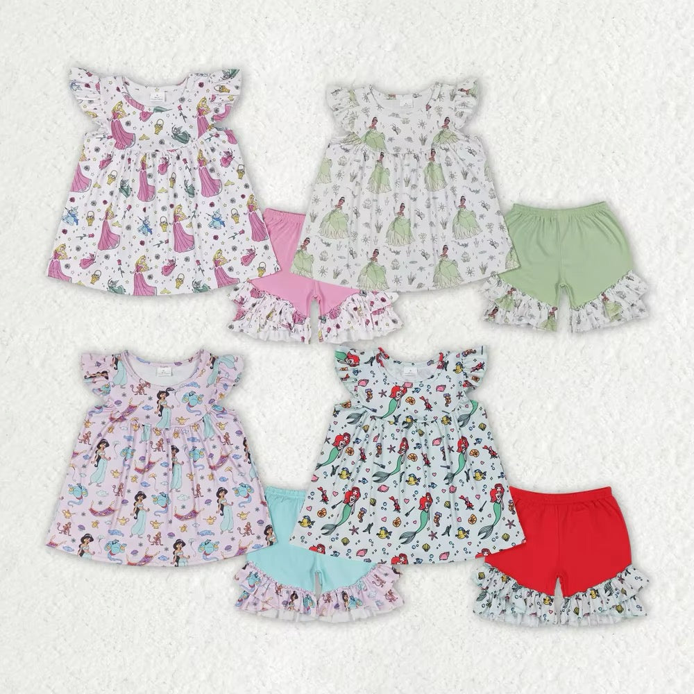 Girls princess print bow set