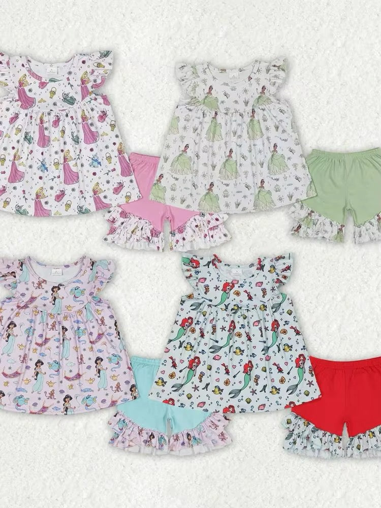 Girls princess print bow set