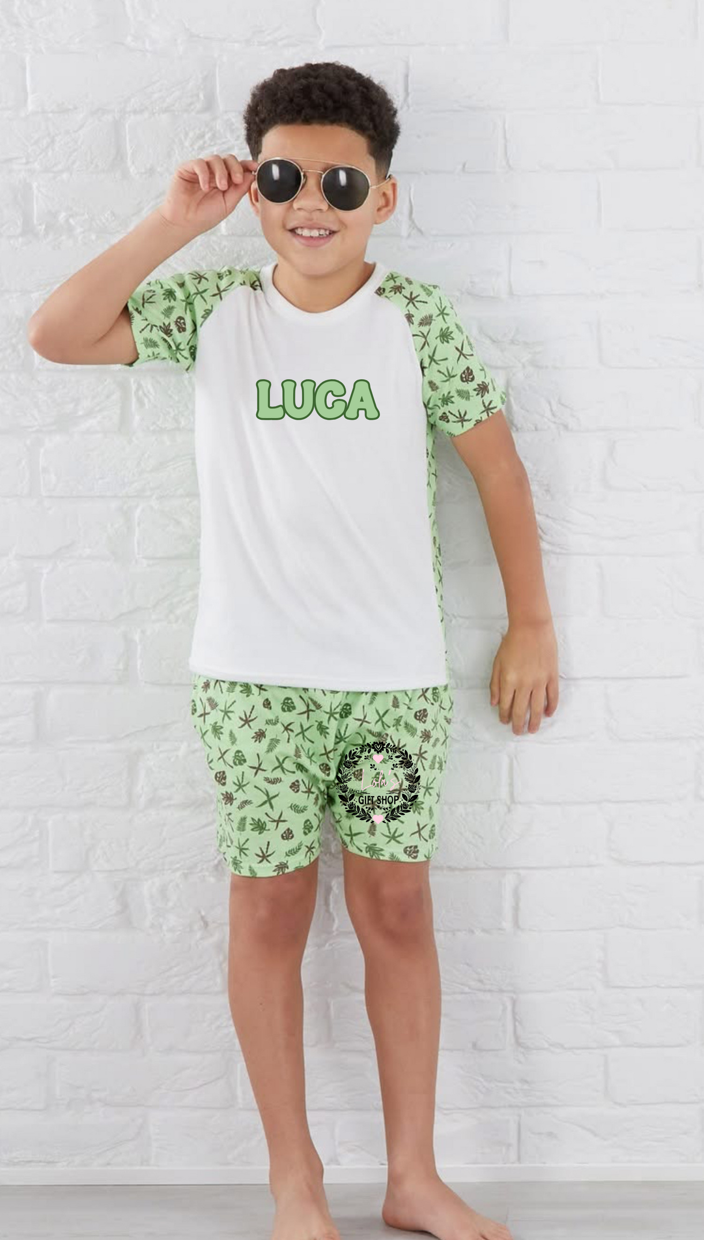 Personalised leaf shorts set