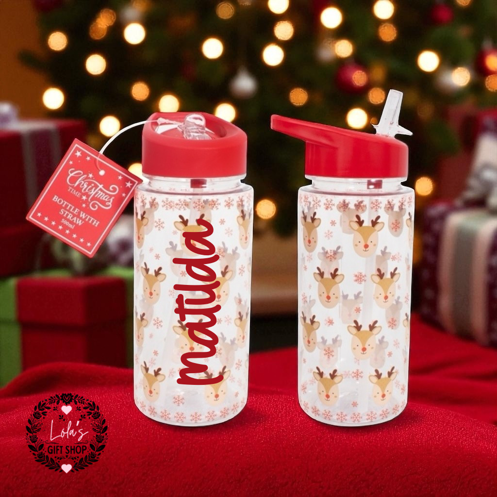 500ml reindeer bottle with straw lid