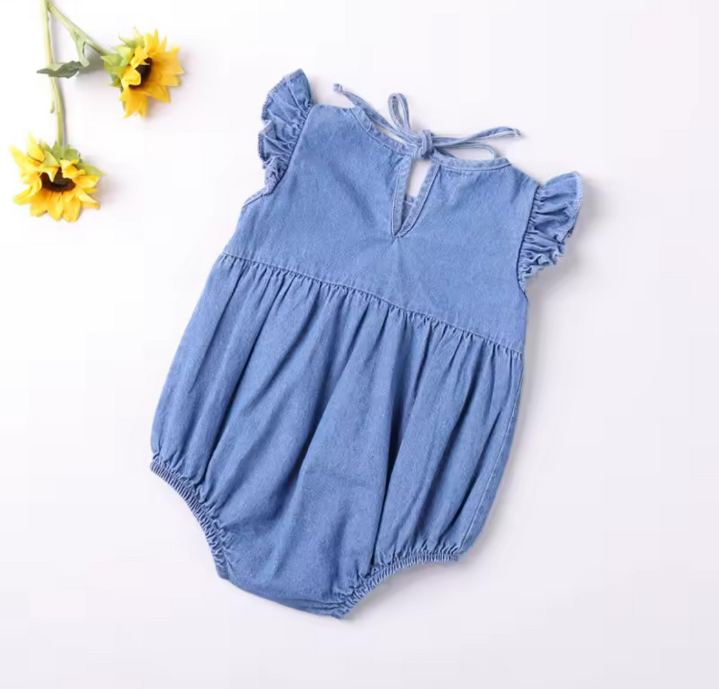 Denim personalised baby romper