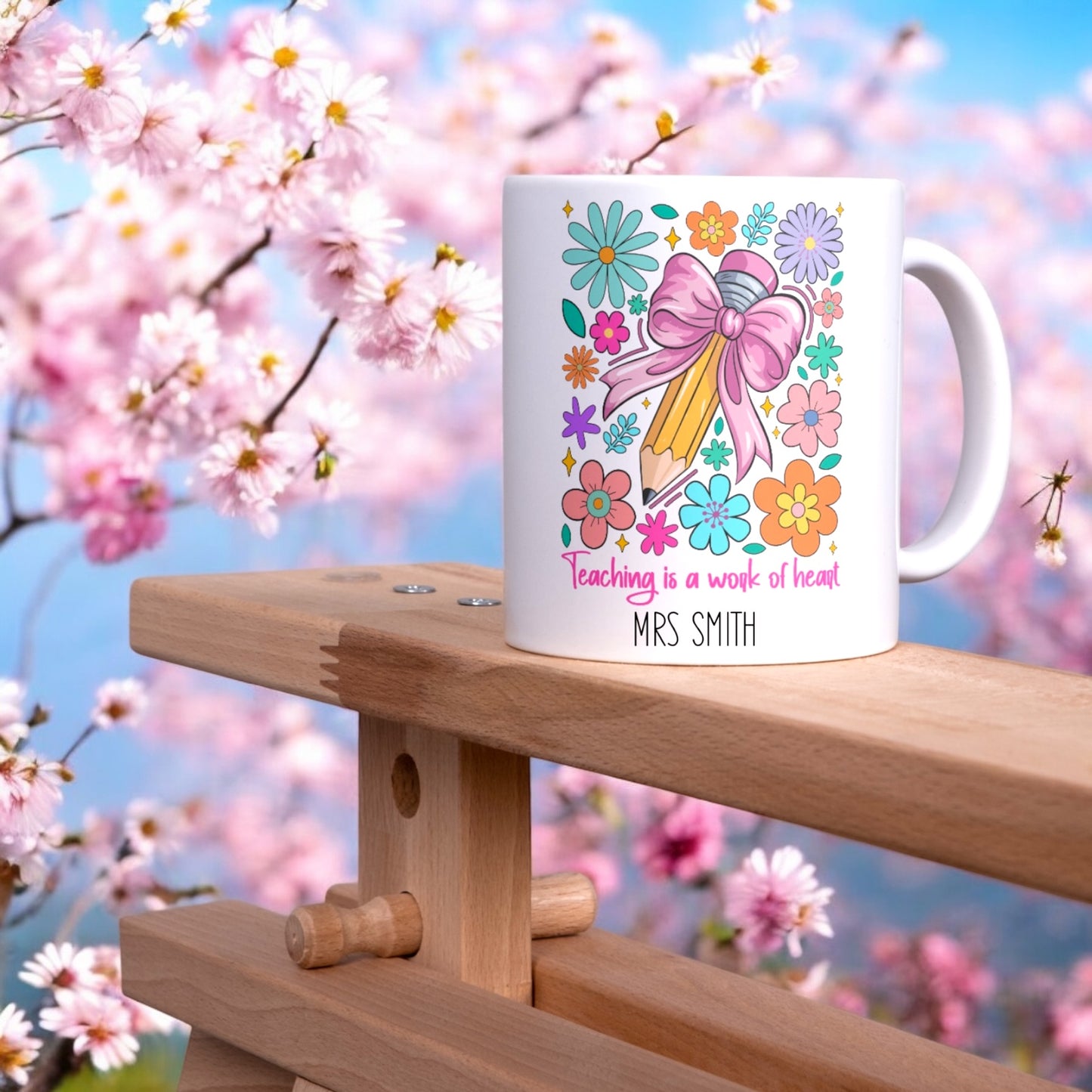 Teaching is a work of heart personalised 11oz mug