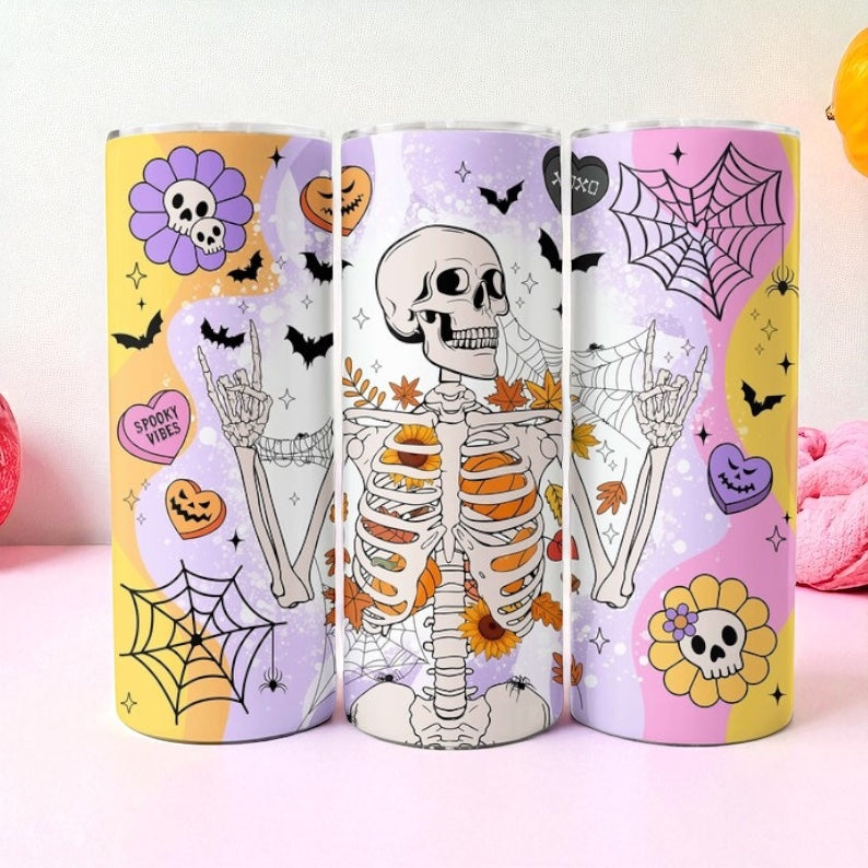 Skeleton groovy Halloween tumbler 20oz