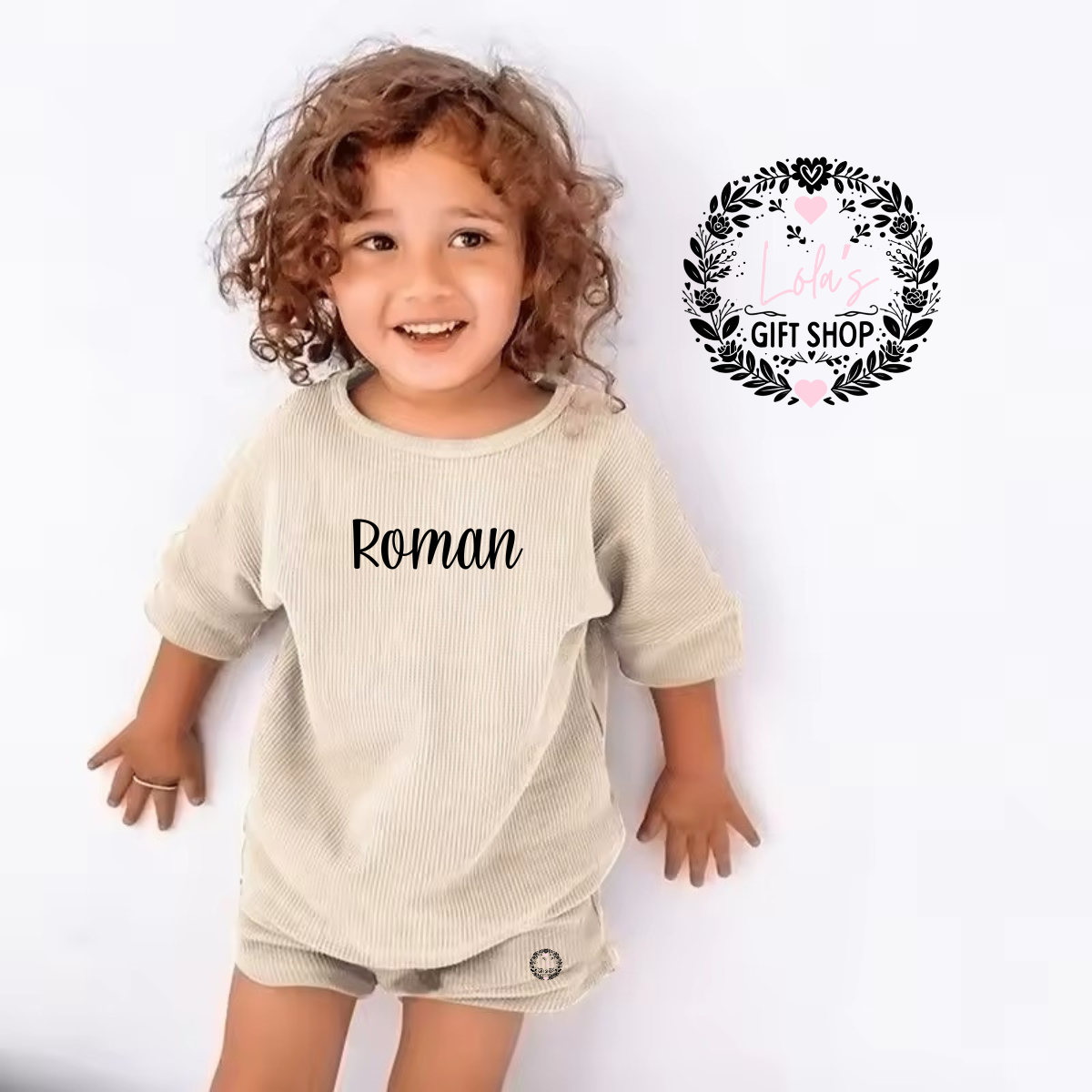 Ribbed personalised shorts set infants