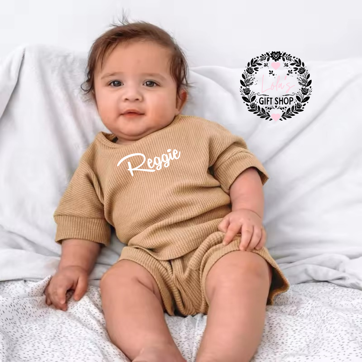 Ribbed personalised shorts set infants