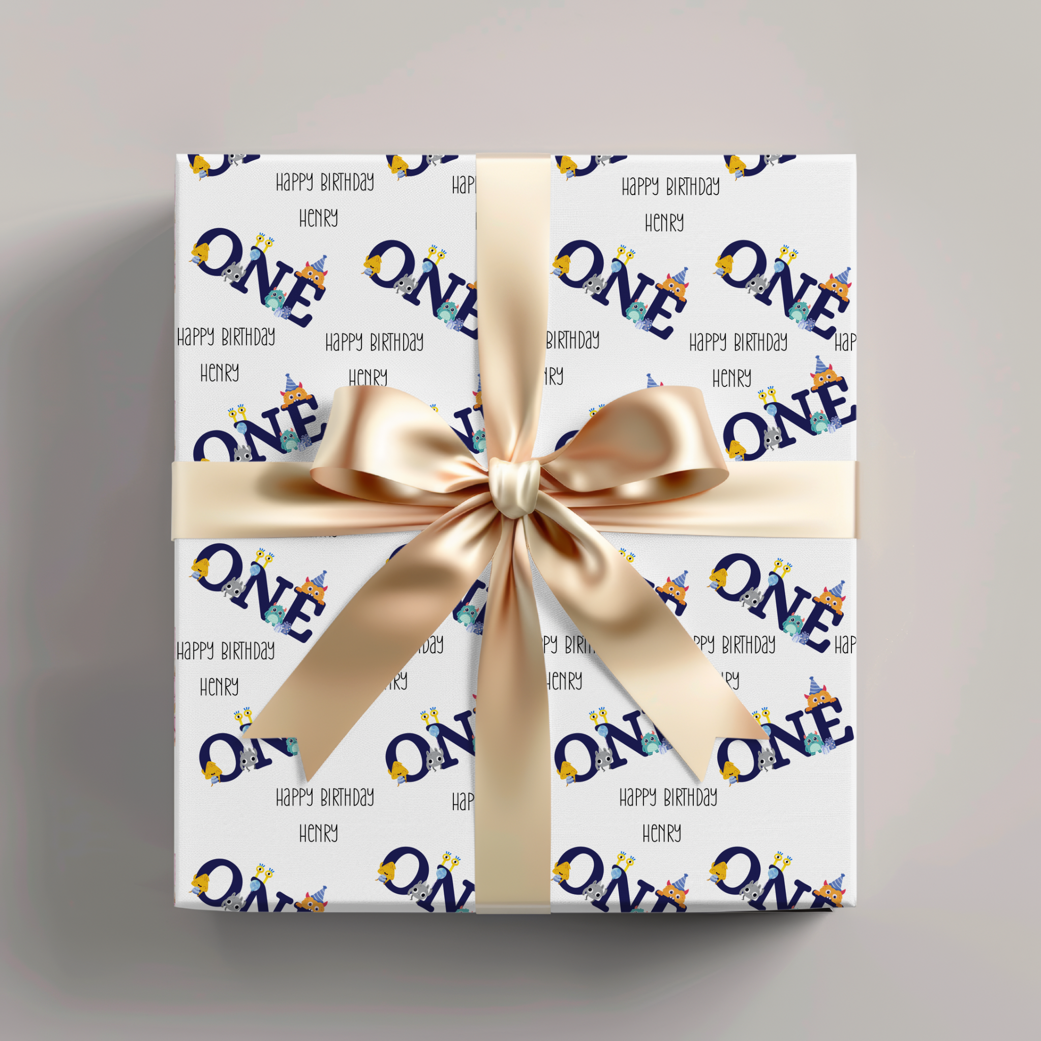 Personalised monster wrapping paper