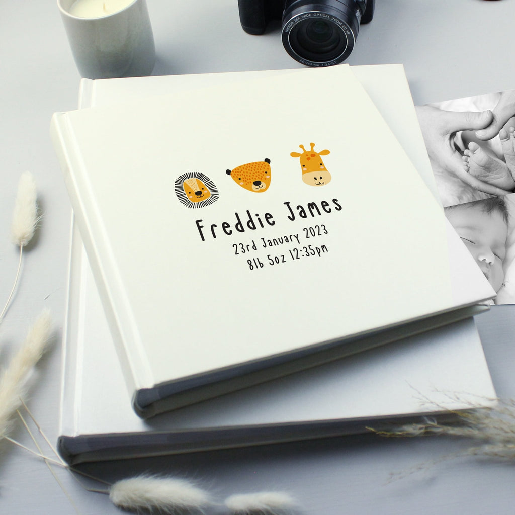 Personalised Scandi Safari Animals Square Photo Album - Lola’s gift shop <3Personalised Scandi Safari Animals Square Photo AlbumLola’s gift shop <3