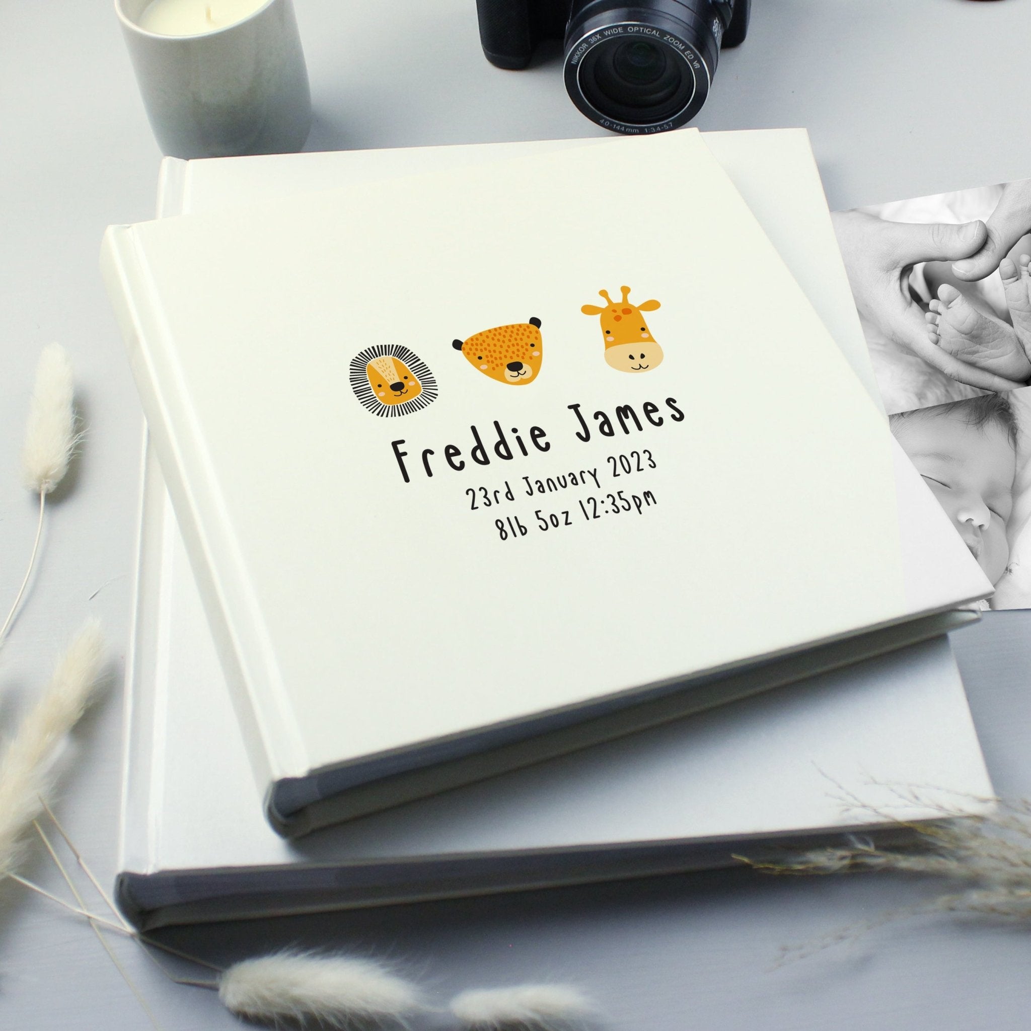 Personalised Scandi Safari Animals Square Photo Album - Lola’s gift shop <3Personalised Scandi Safari Animals Square Photo AlbumLola’s gift shop <3