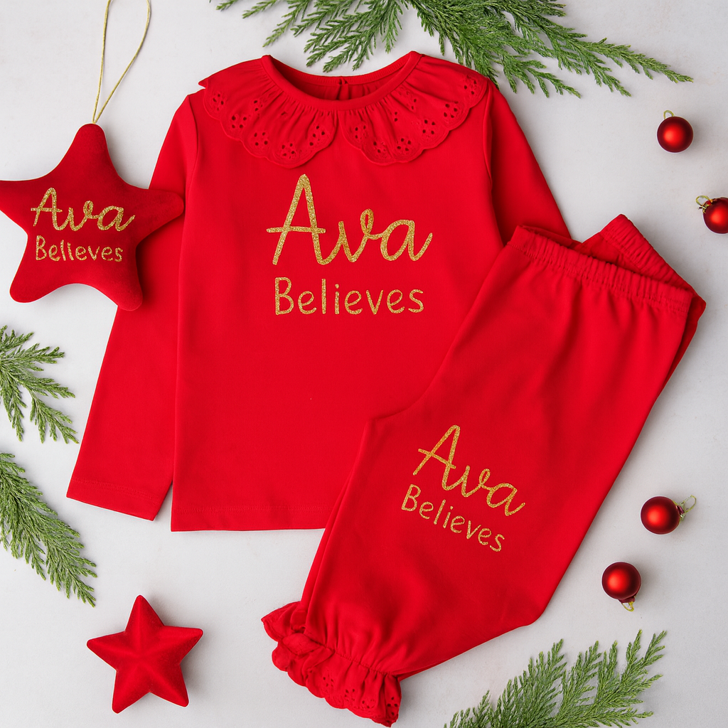 Believes red frill pjs