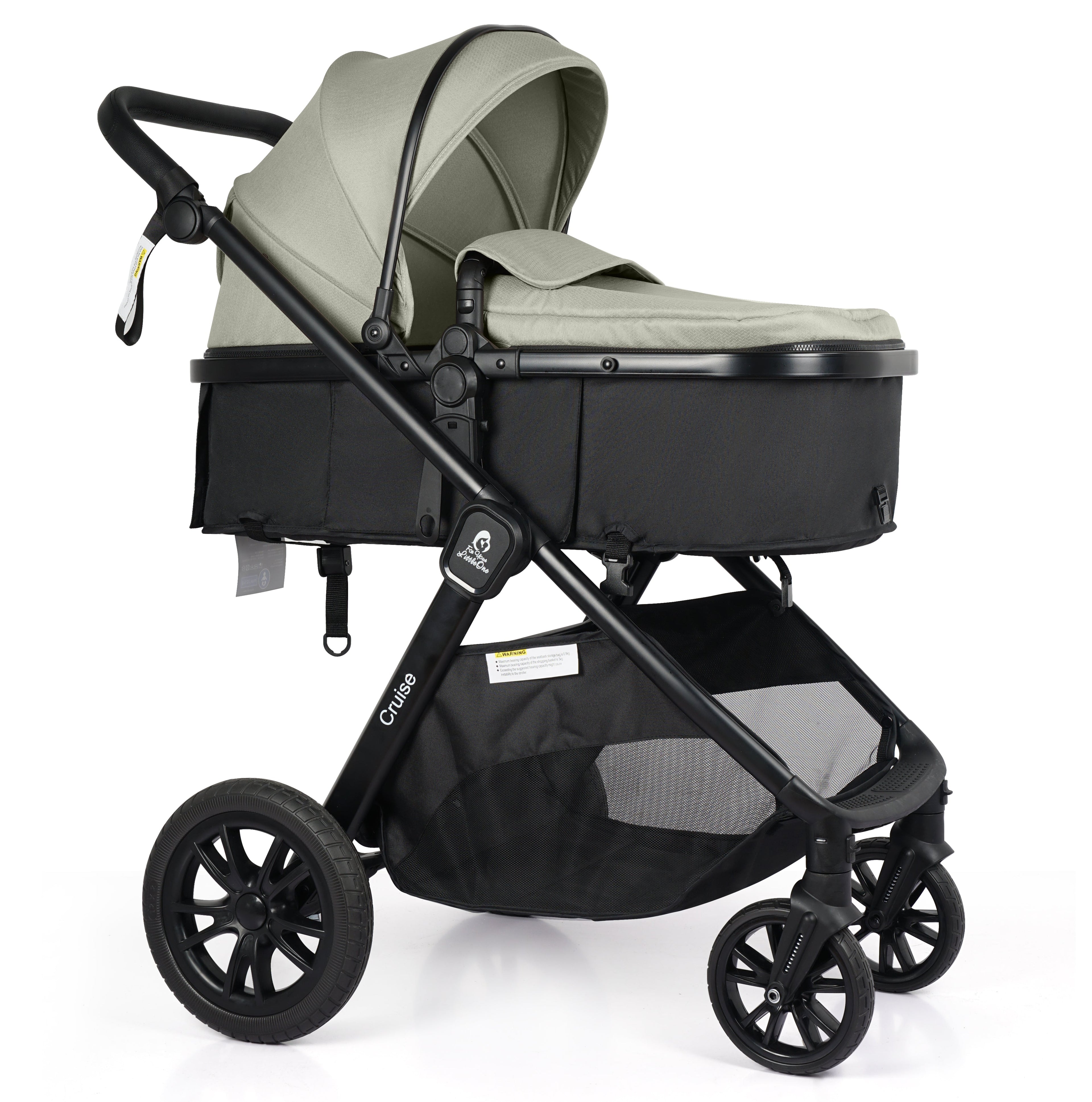 For Your Little One Cruise 3 In 1 Travel System With Car Seat - Pebble Sage (Free Cupholder And Seat Liner Included!)