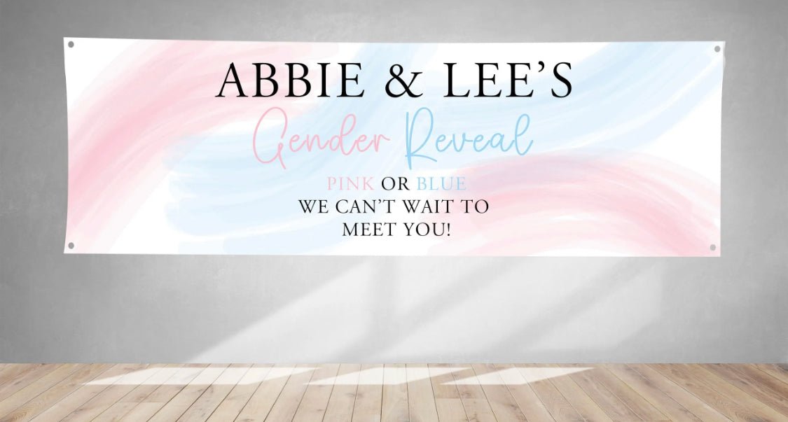 Gender Reveal Baby Shower PVC Banner 1ft x 3ft - Lola’s gift shop <3Gender Reveal Baby Shower PVC Banner 1ft x 3ftLola’s gift shop <3