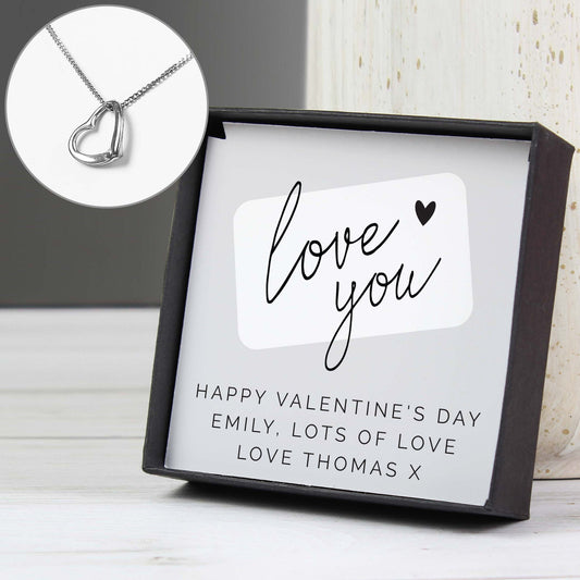 Personalised Love you Sentiment Silver Tone Necklace and Box - Lola’s gift shop <3Personalised Love you Sentiment Silver Tone Necklace and BoxLola’s gift shop <3