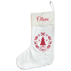 Personalised Christmas Stocking - Red Scandi Wreath