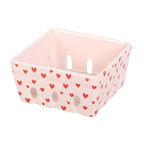 Pink Heart Print Ceramic Berry Basket