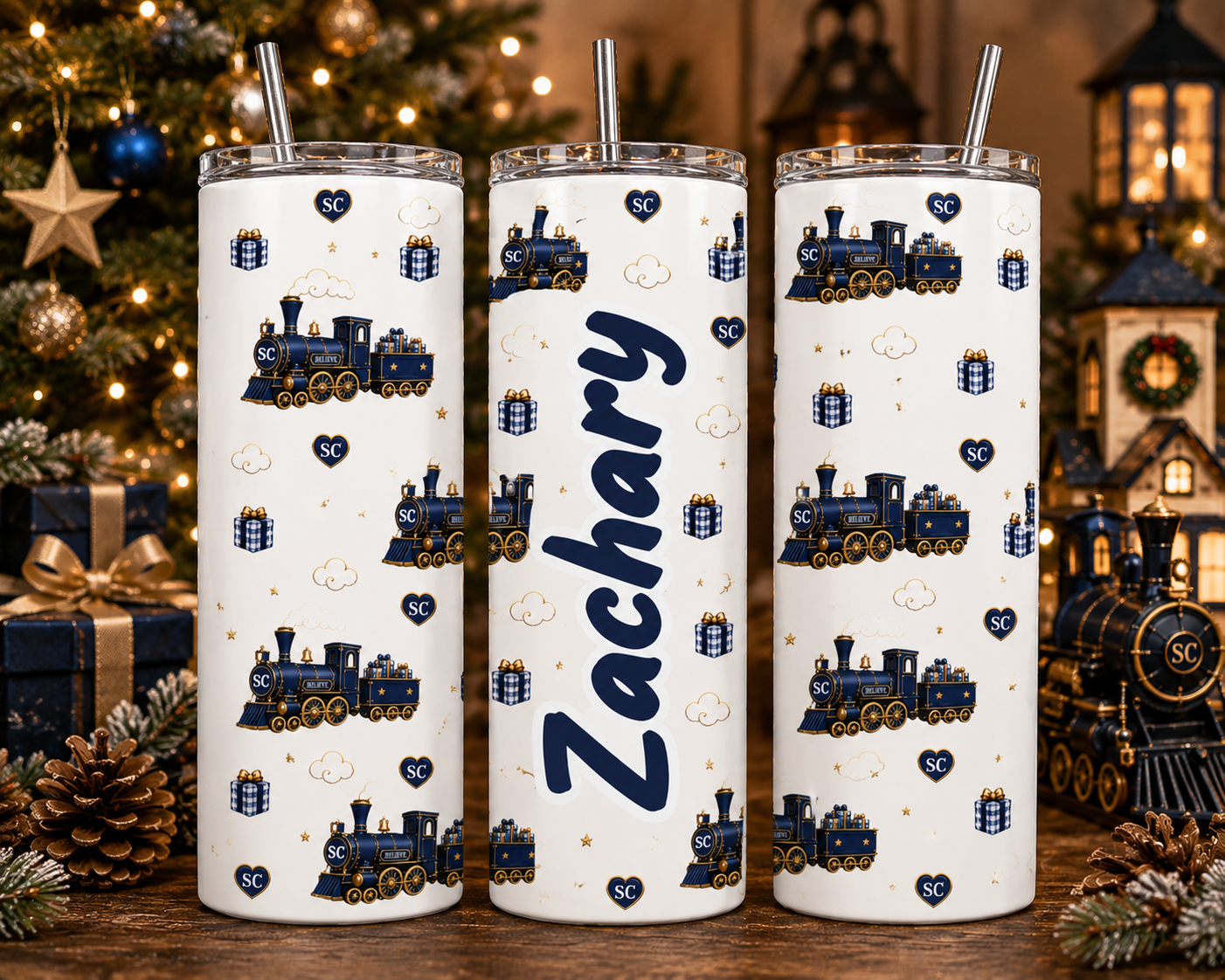 Personalised north Pole express train 20oz tumbler