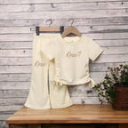 Ribbed flares and top personalised sets