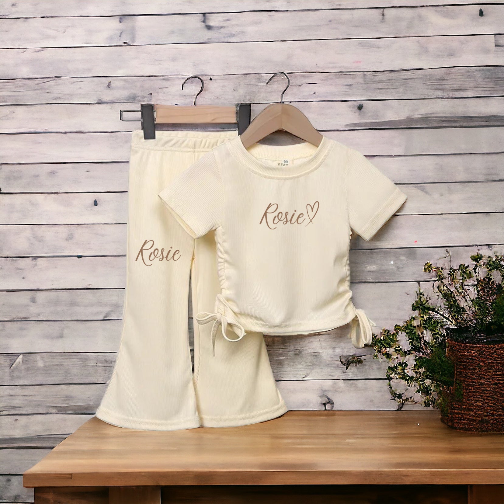Ribbed flares and top personalised sets