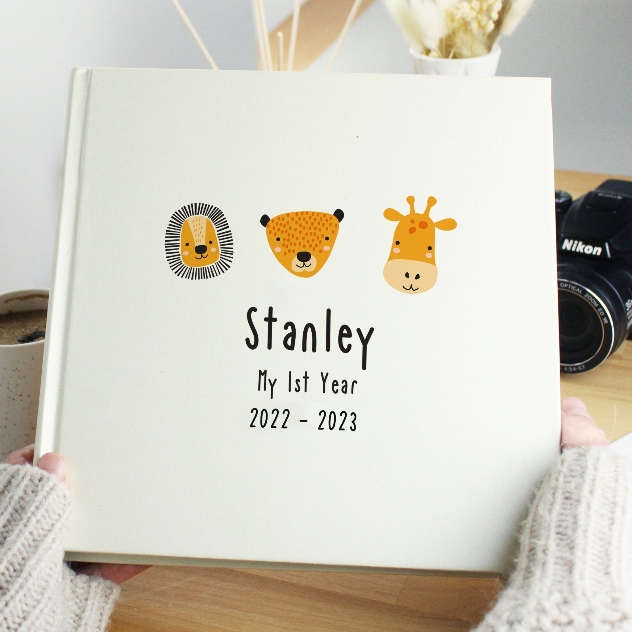 Personalised Scandi Safari Animals Square Photo Album - Lola’s gift shop <3Personalised Scandi Safari Animals Square Photo AlbumLola’s gift shop <3