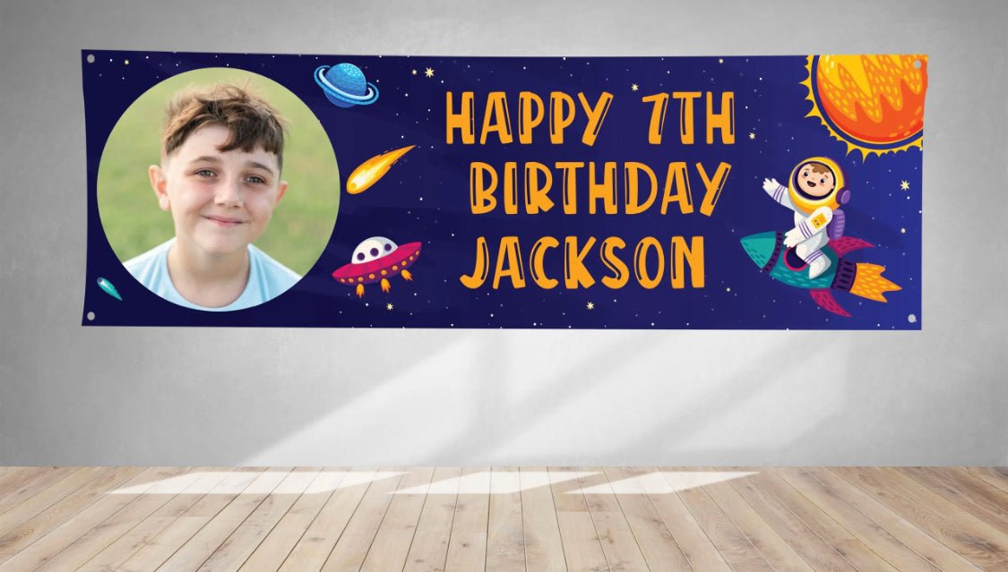 Personalised Space Birthday PVC Banner 1ft x 3ft BBP1 - 005 - Lola’s gift shop <3Personalised Space Birthday PVC Banner 1ft x 3ft BBP1 - 005Lola’s gift shop <3