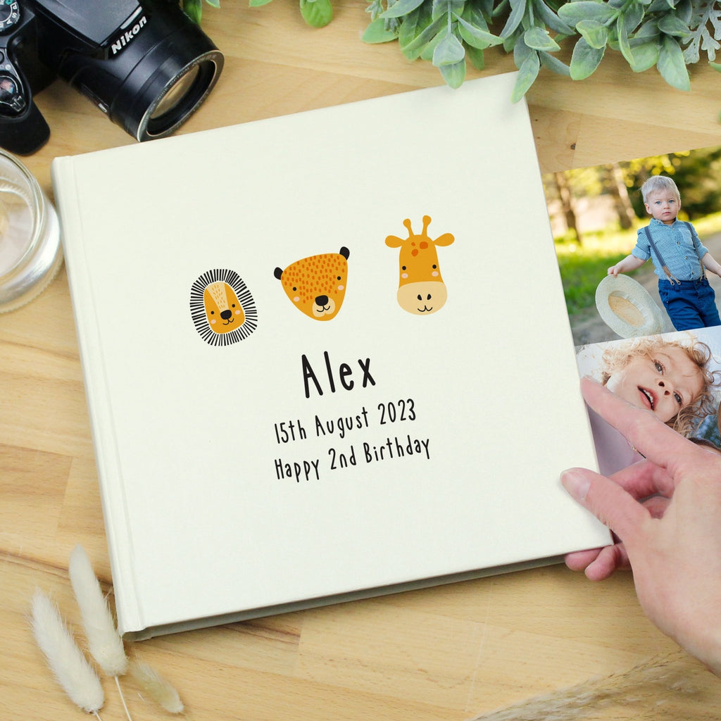 Personalised Scandi Safari Animals Square Photo Album - Lola’s gift shop <3Personalised Scandi Safari Animals Square Photo AlbumLola’s gift shop <3