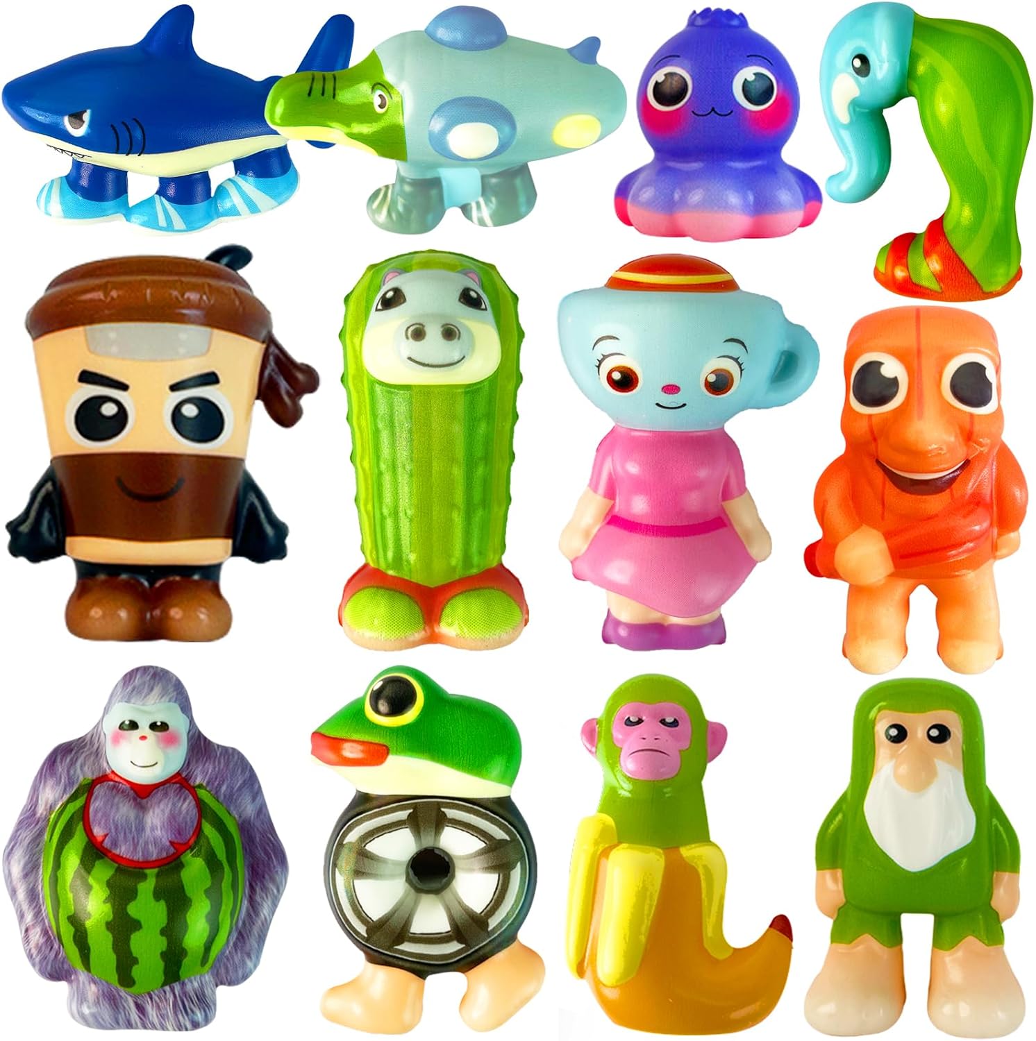 12 Pieces Italian Brainrot Steal a Brainrot Toys Bulk for Kids, Tralalero Tralala Squishy Toys, Meme Shark Squishy Stress Relief Sensory Toys, Valentines Day Gifts for Kids Birthday Party Favors Decorations