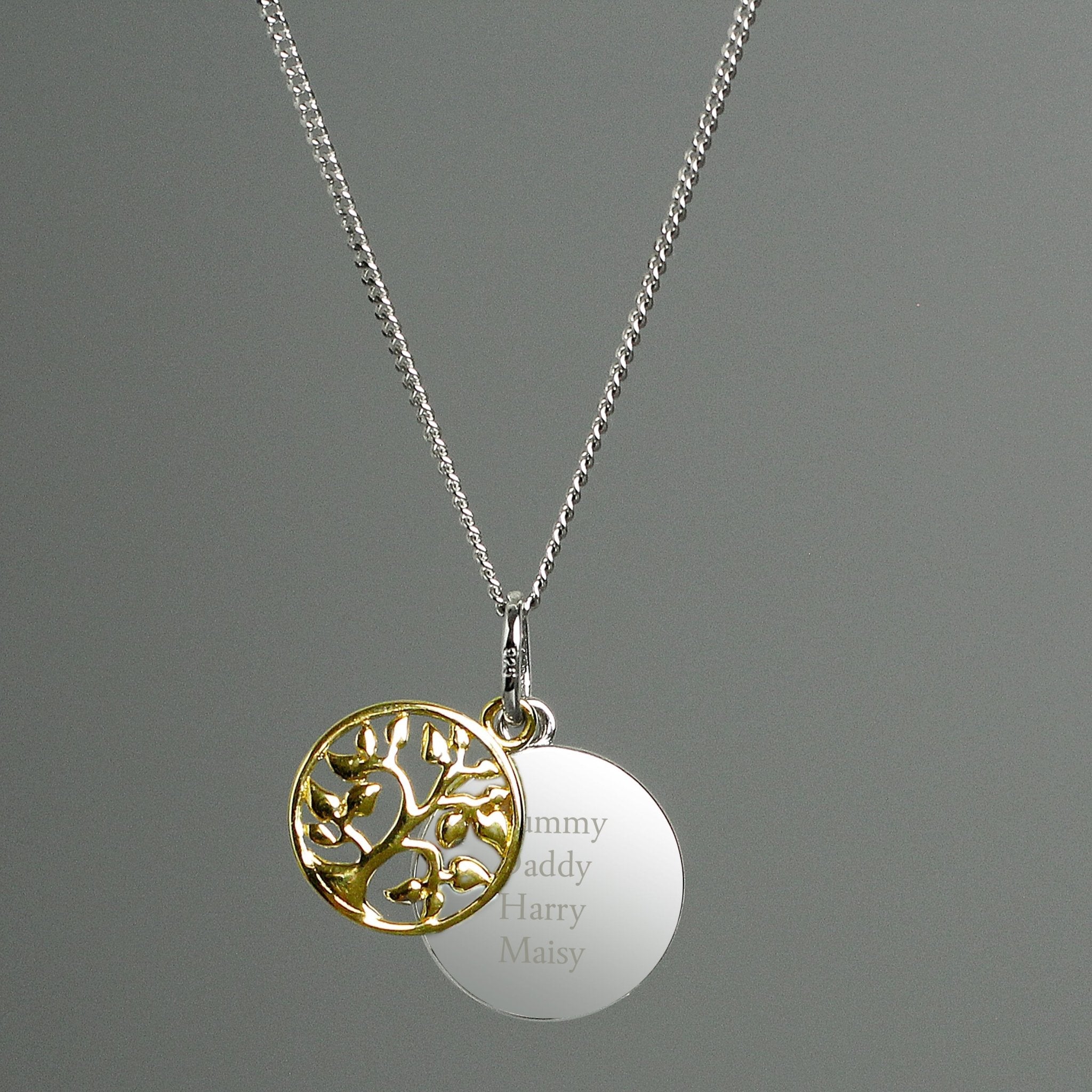 Personalised Sterling Silver & 9ct Gold Family Tree Of Life Necklace - Lola’s gift shop <3Personalised Sterling Silver & 9ct Gold Family Tree Of Life NecklaceLola’s gift shop <3