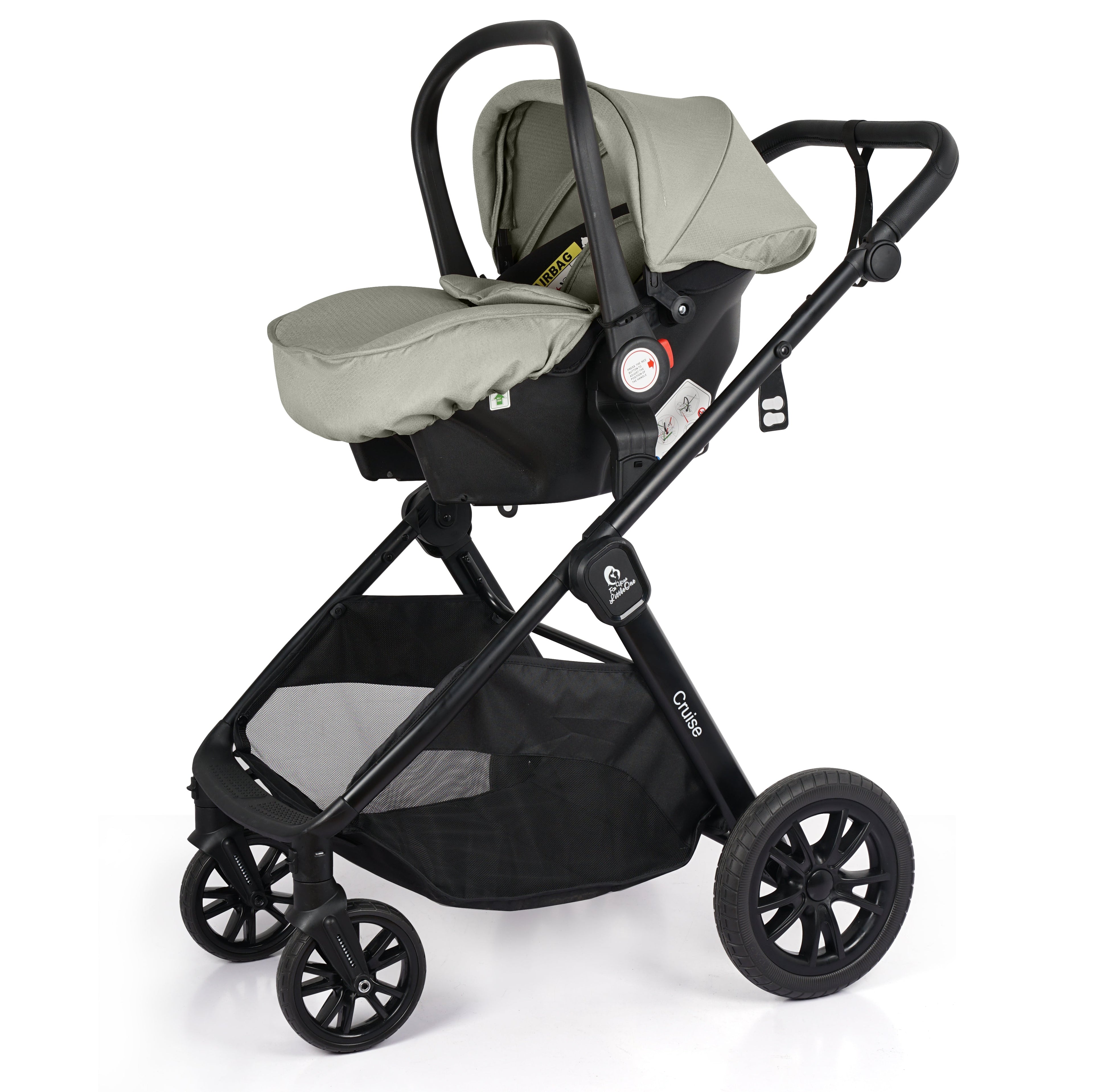 For Your Little One Cruise 3 In 1 Travel System With Car Seat - Pebble Sage (Free Cupholder And Seat Liner Included!)