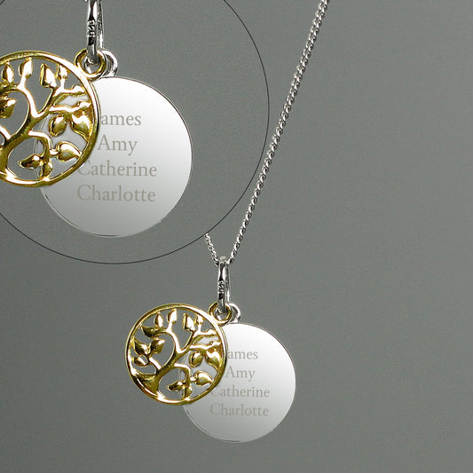 Personalised Sterling Silver & 9ct Gold Family Tree Of Life Necklace - Lola’s gift shop <3Personalised Sterling Silver & 9ct Gold Family Tree Of Life NecklaceLola’s gift shop <3