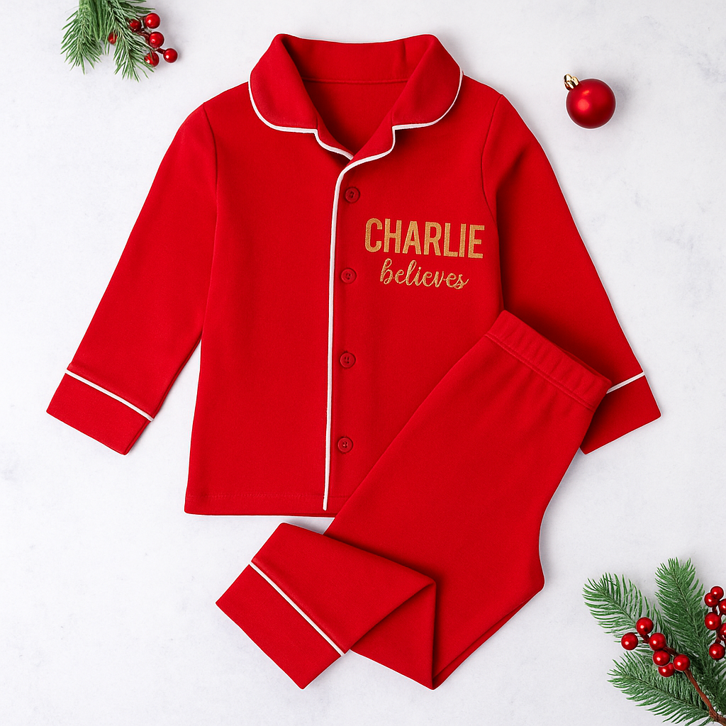 Red personalised classic pyjamas