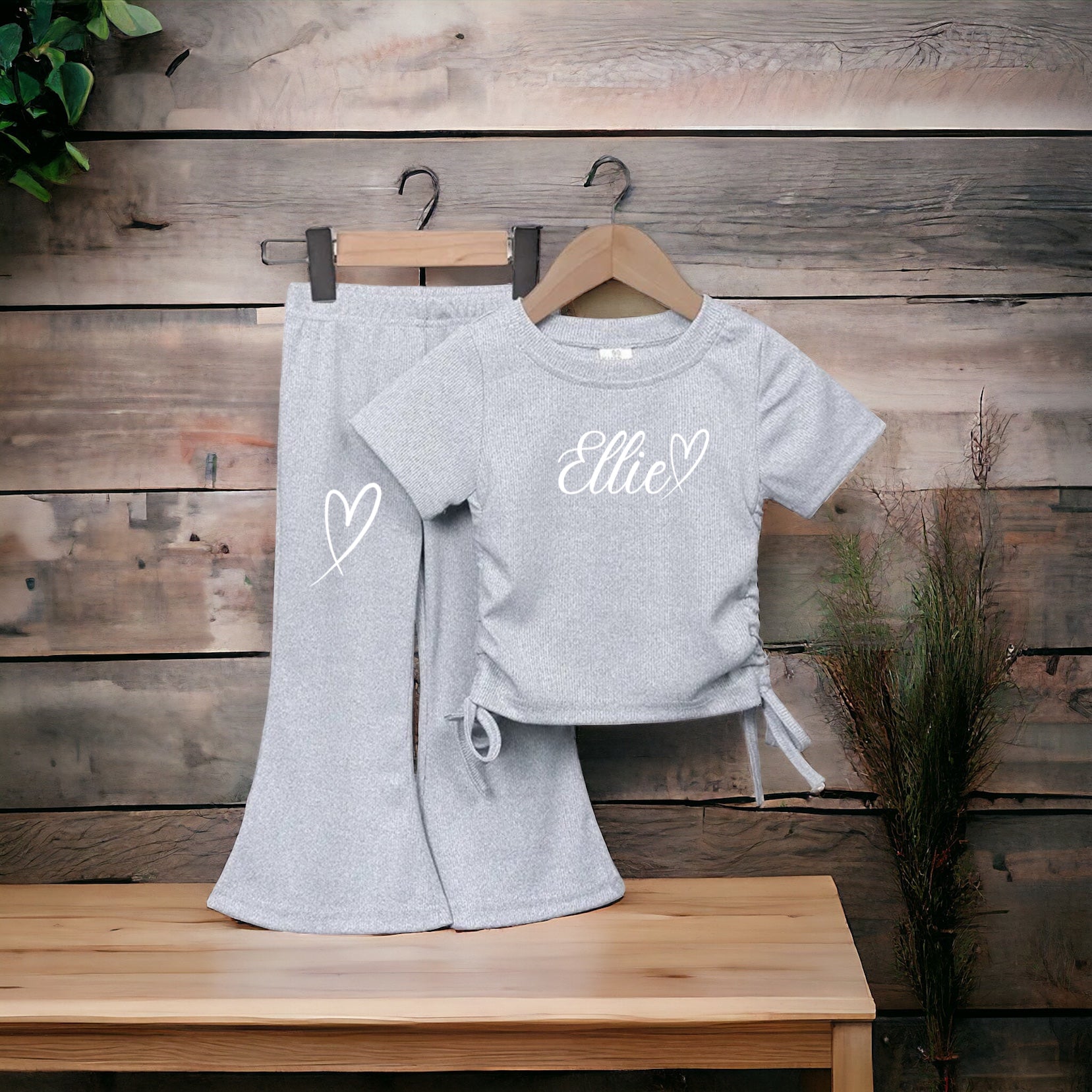 Ribbed flares and top personalised sets
