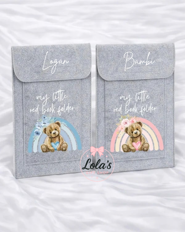Personalised bear red book folder