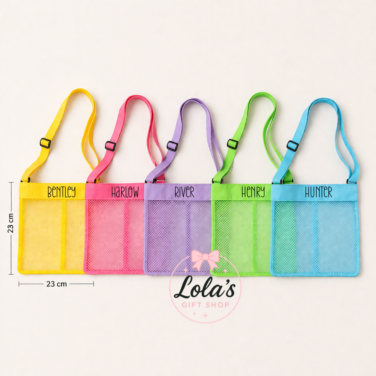 Mesh personalised beach bags