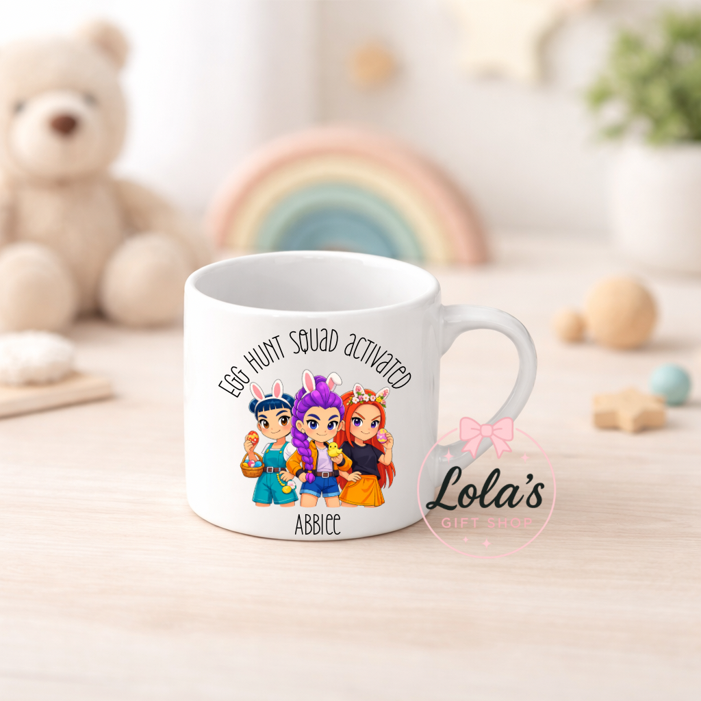 Egg hunt squad 6oz mug