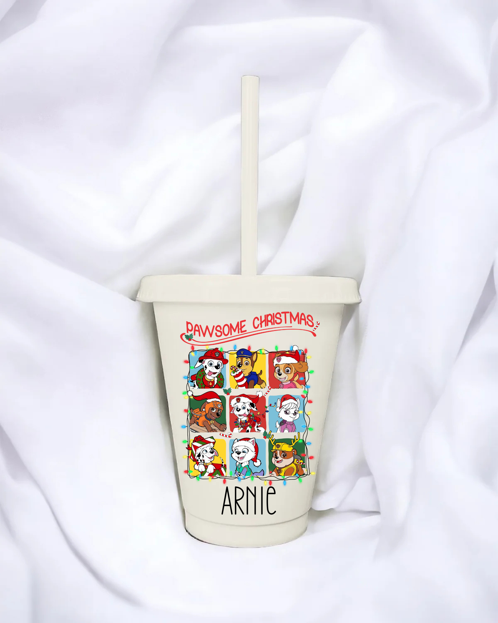 Pawsome Christmas 16oz cold cup-white