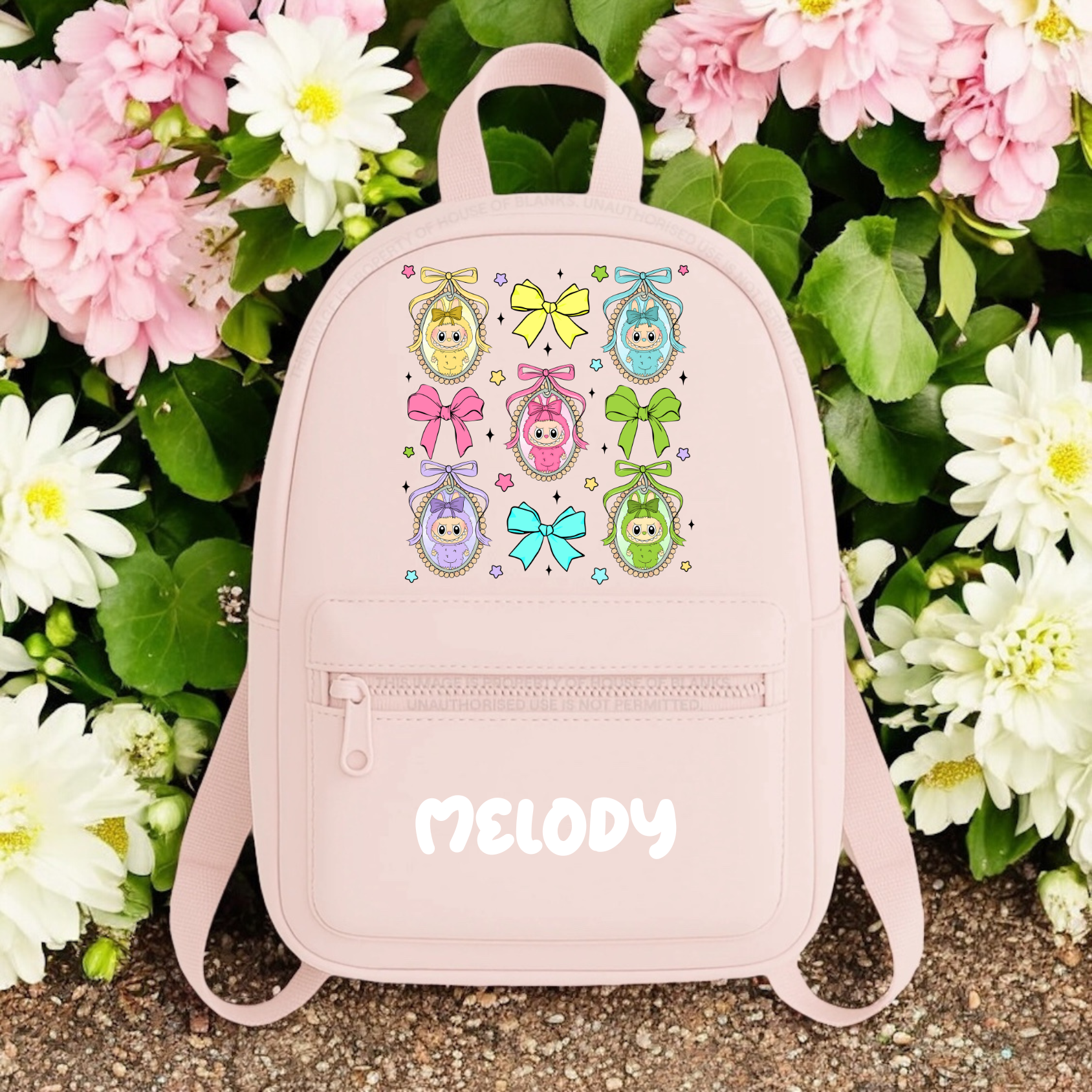 Personalised bow picture monster backpack