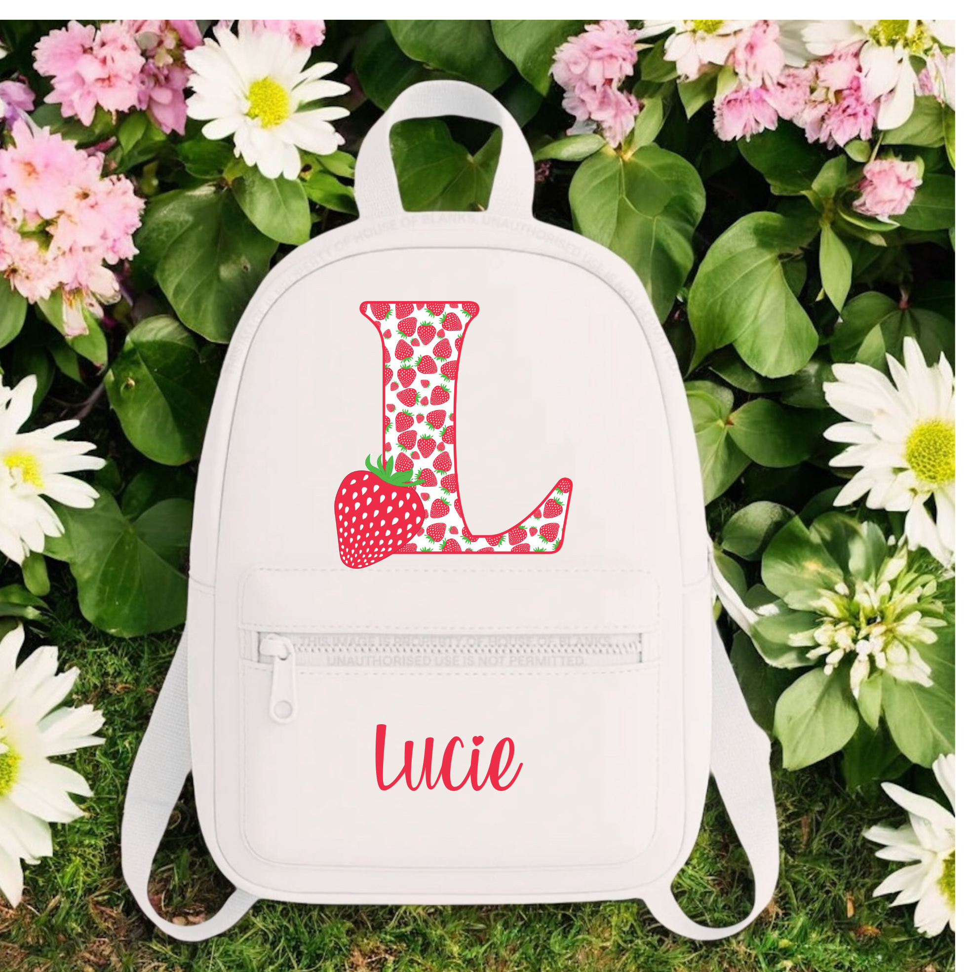 Personalised strawberry backpack