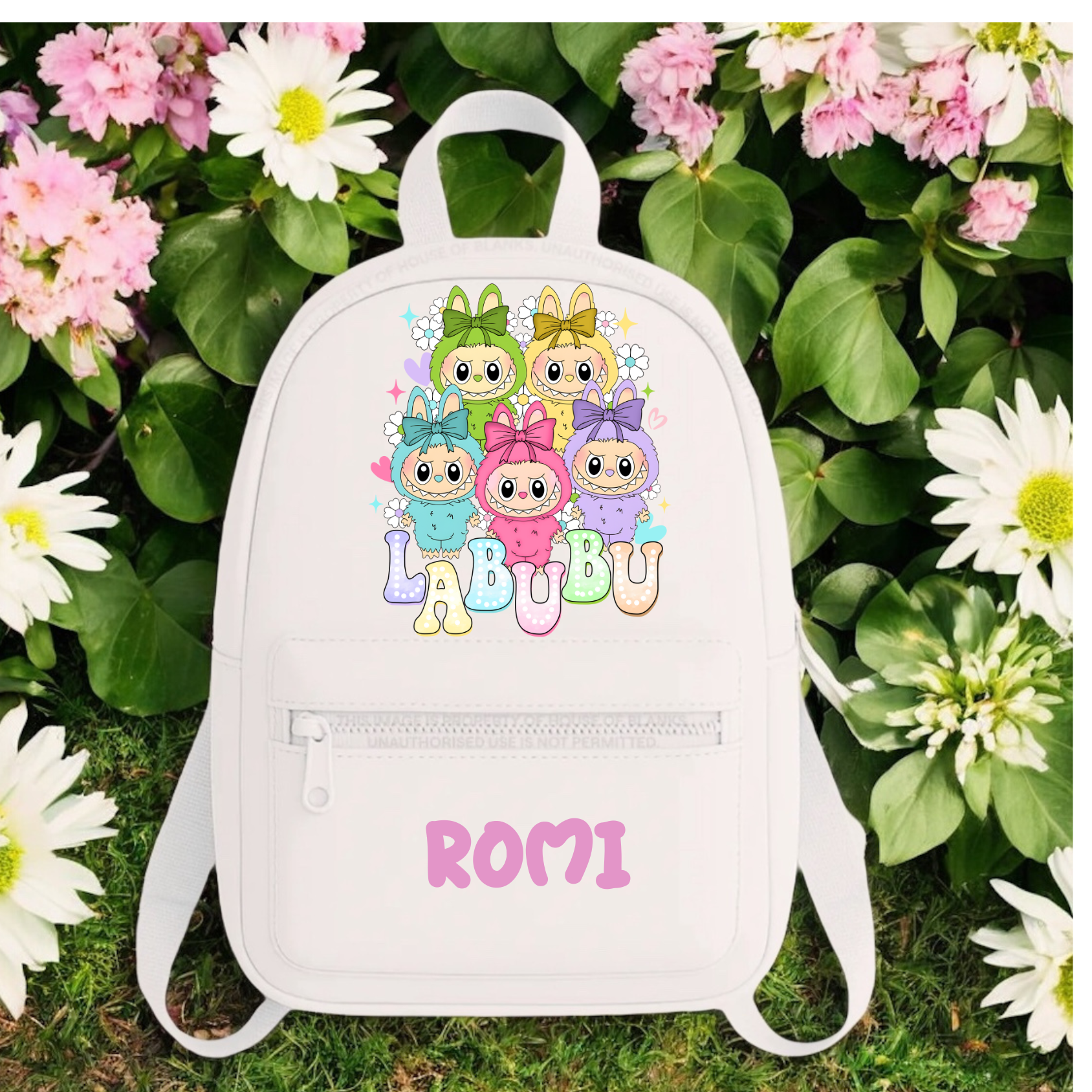 Personalised floral monster backpack