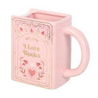 I Love Books Pink Book Shaped Mug