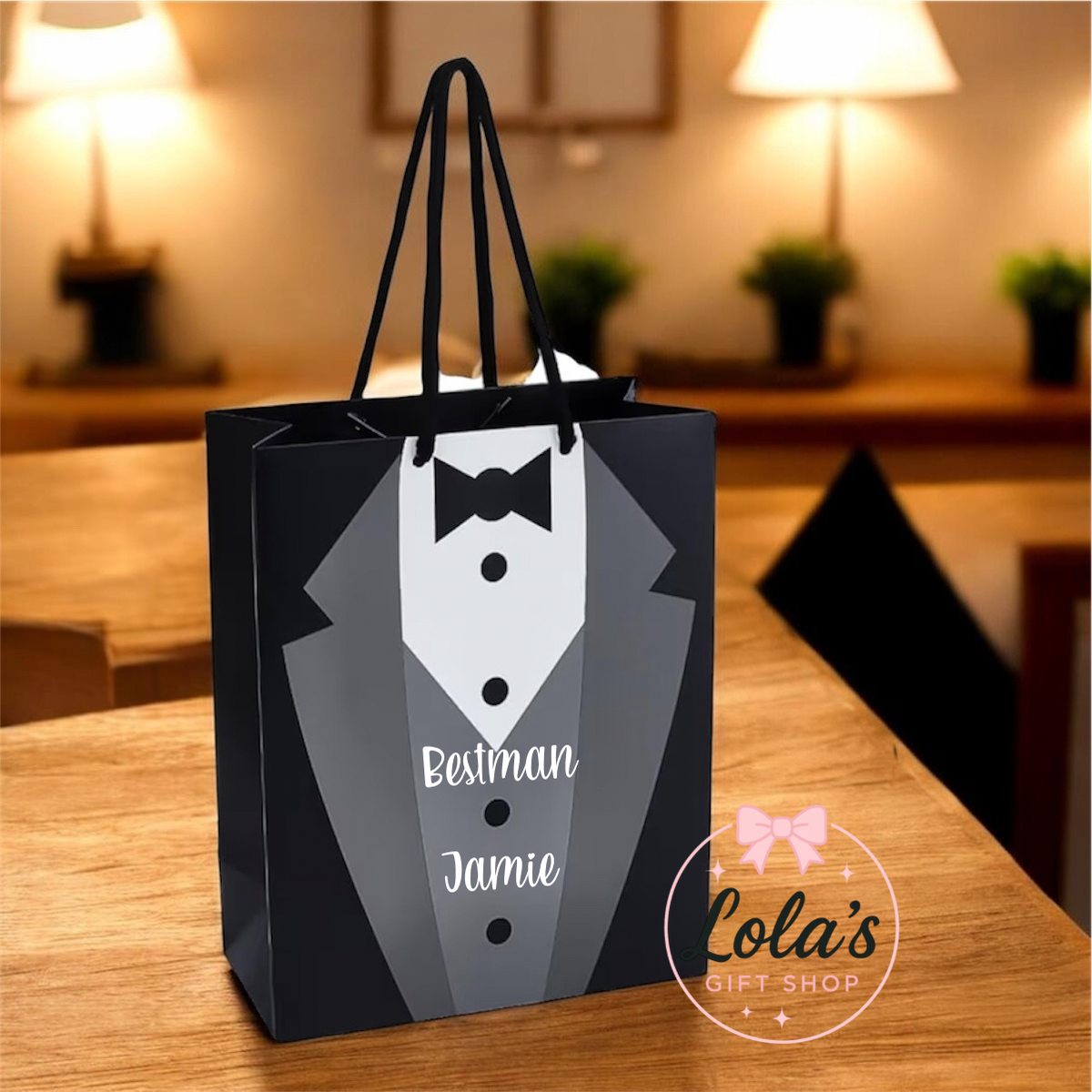 Tuxedo gift bags personalised