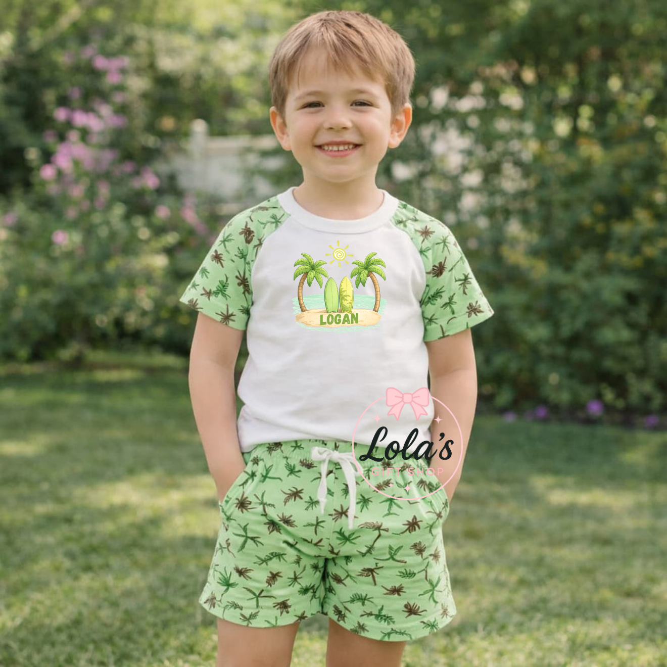 Personalised palm beach short set