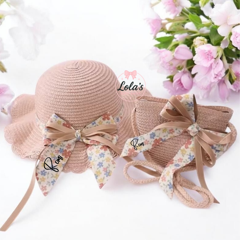 Personalised straw hat and matching bag