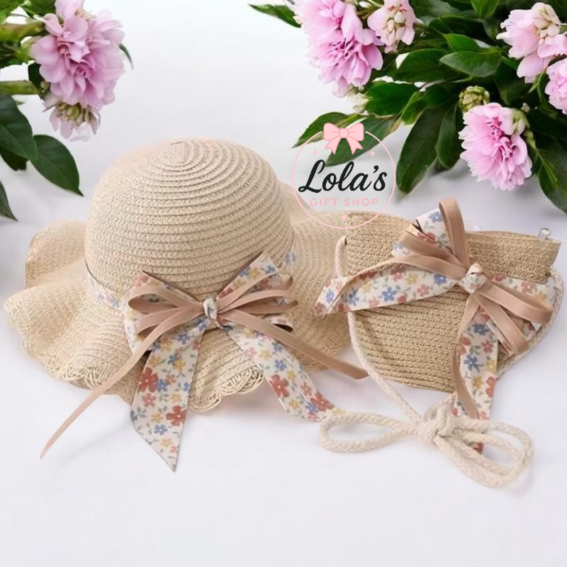 Personalised straw hat and matching bag