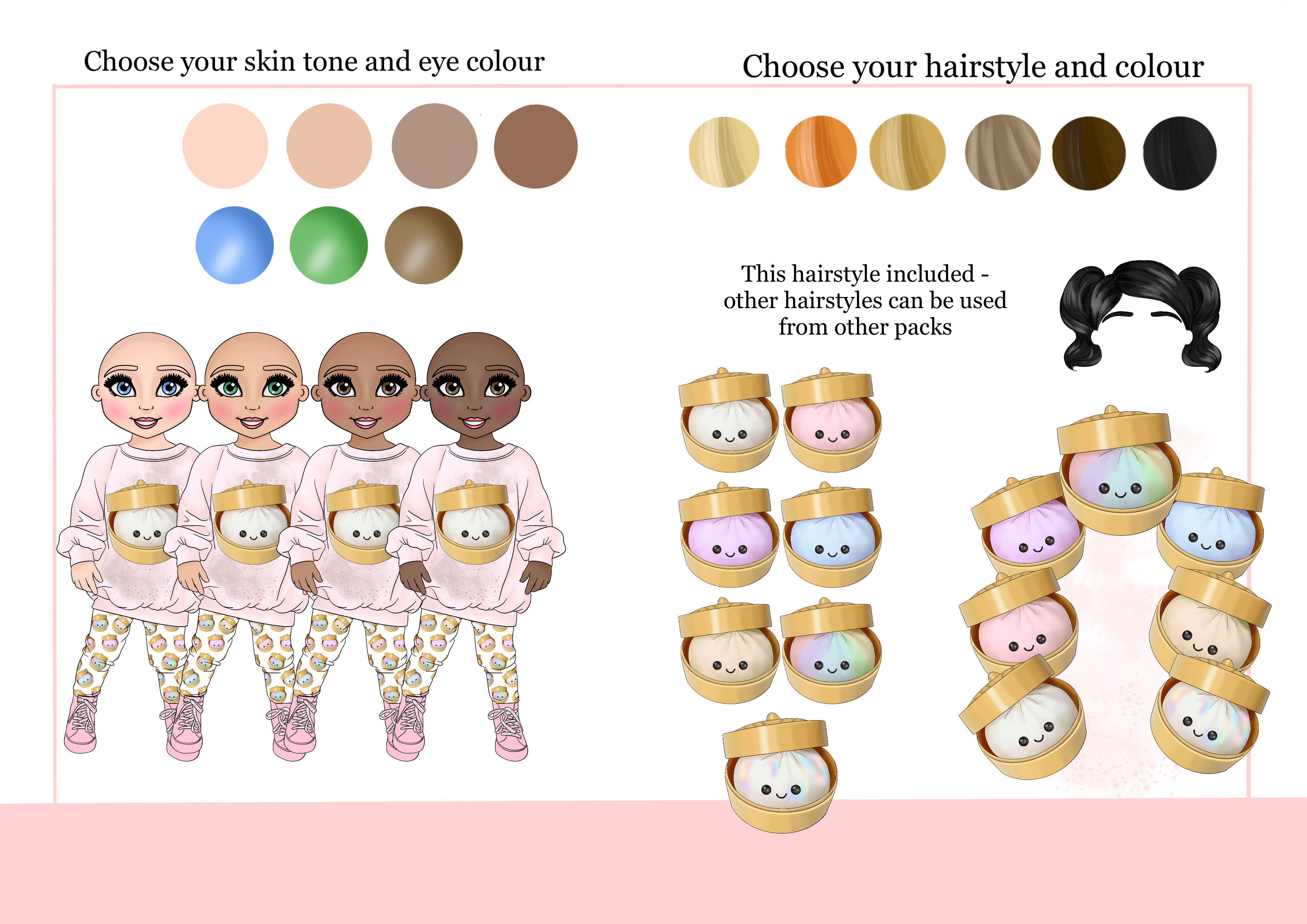 Personalised girls dolly dumpling Tshirt - any wording can be added around to top of design