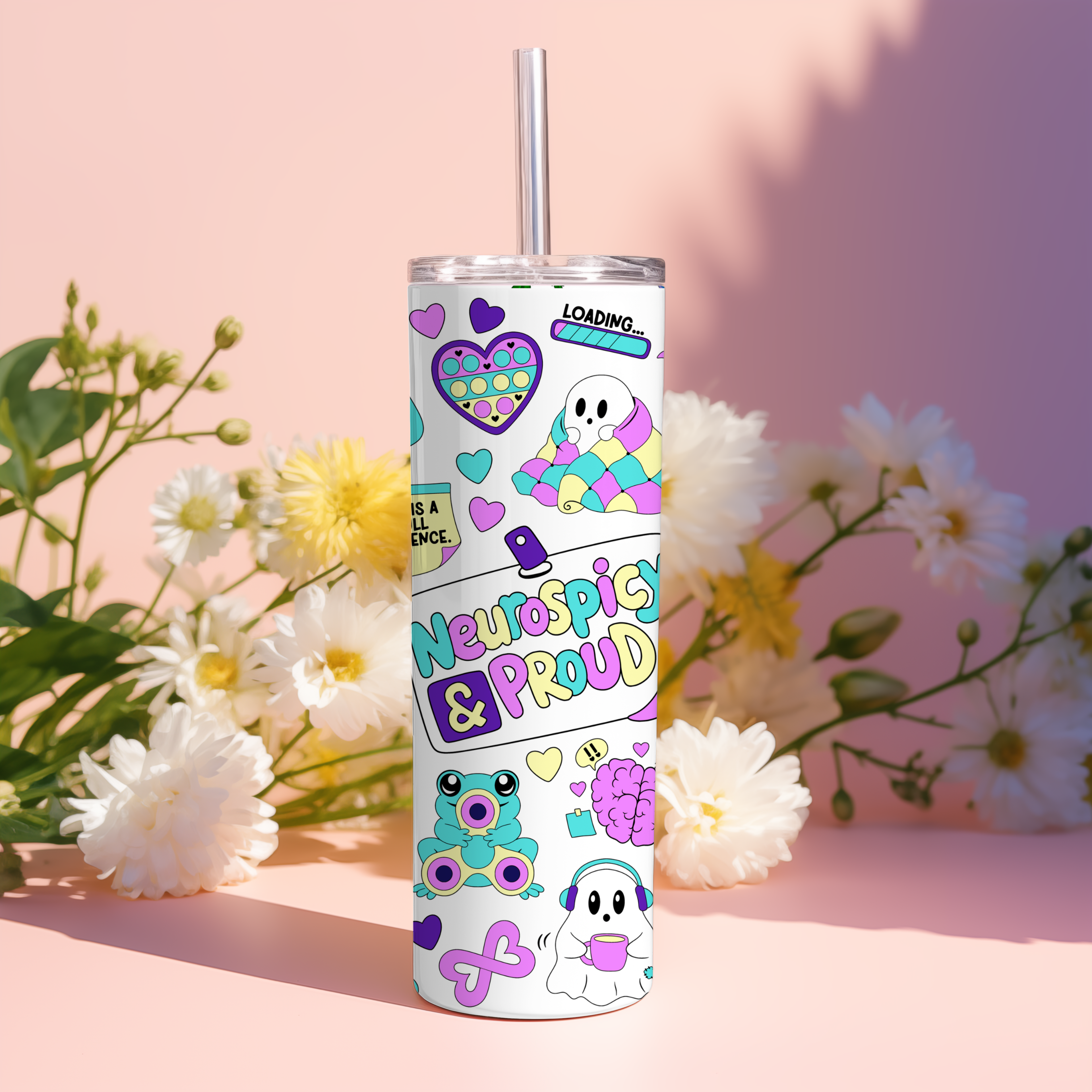 Neurospicy & proud pink blue 20oz tumbler