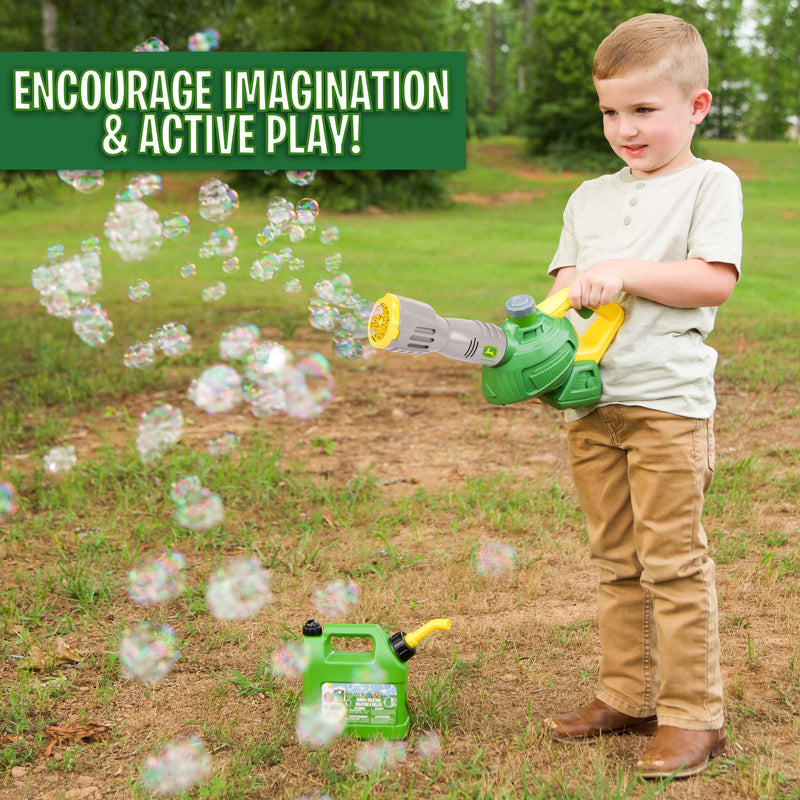 Tomy John Deere Bubble Leaf Blower & Refill Can