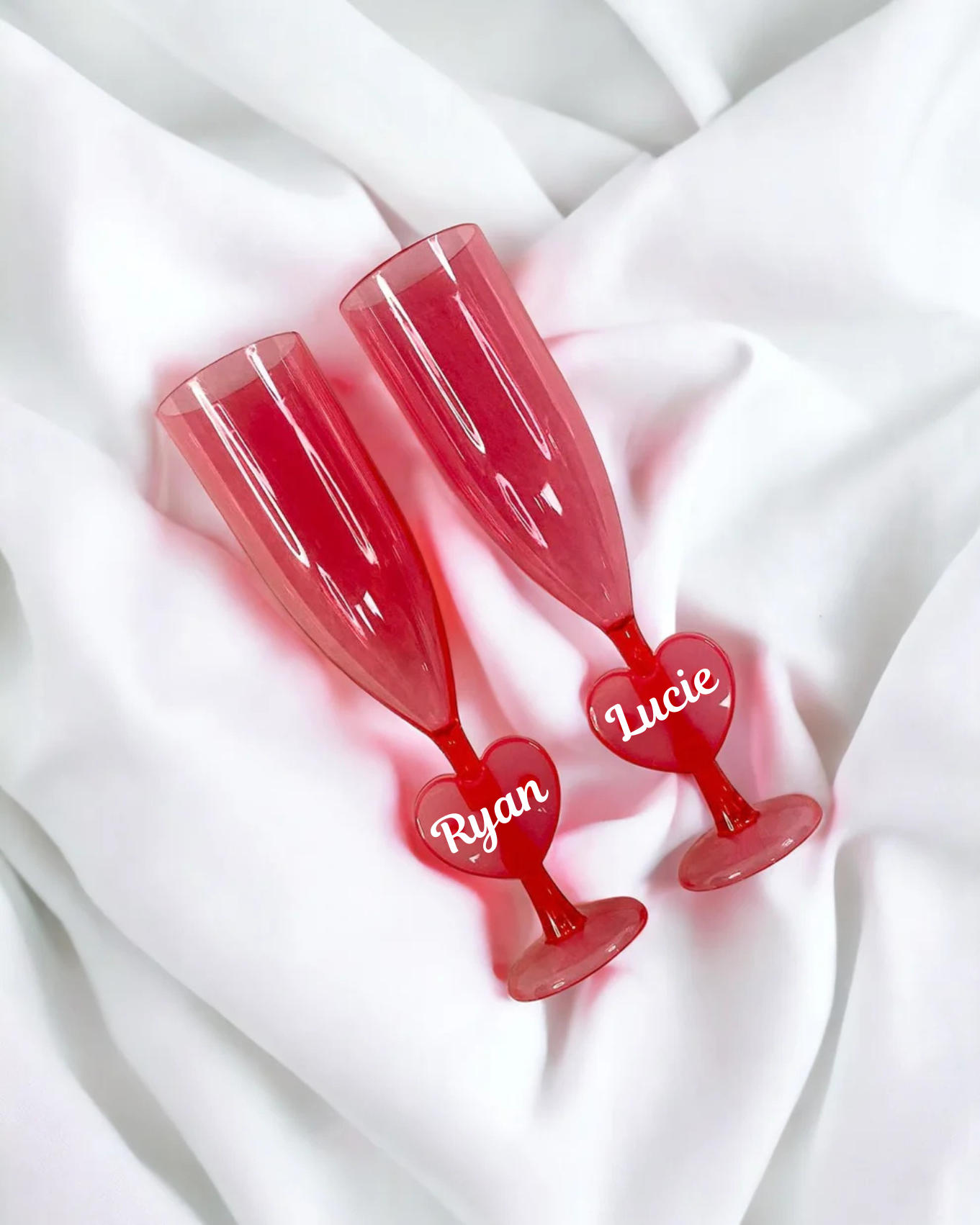 Set of 2 plastic heart flutes personalised