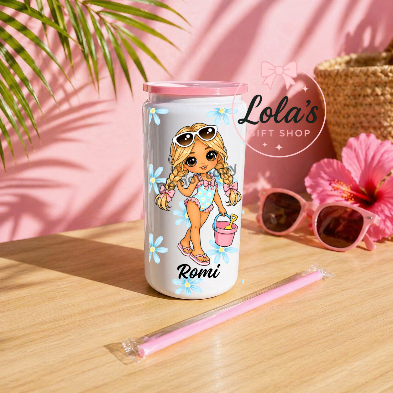 Cute beach girl 16oz tumbler